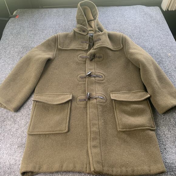 Vintage Gloverall US 44 EU 54 Duffle Coat Wool Green English Classic Hooded - Picture 1 of 16